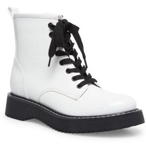 Madden Girl White G-Krist Lace Up Boots Boot Bootie Ankle Combat Chunky